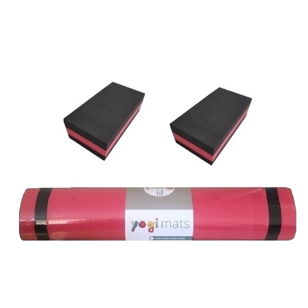 تصویر زیرانداز یوگا مدل یوگیمتس مدل 70 ضخامت 7 میلی متر به همراه آجر یوگا مجموعه 3 عددی - قرمز روشن 