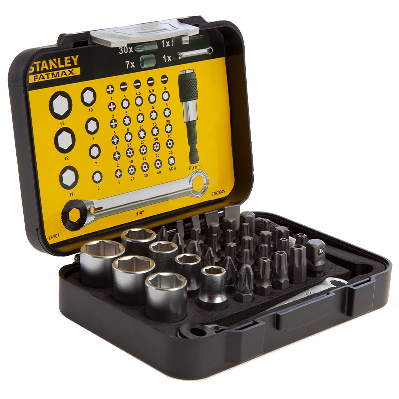مجموعه 39 عددی سرپیچ گوشتی و بکس استنلی مدل فوق حرفه ای Stanley Professional BOX 39
