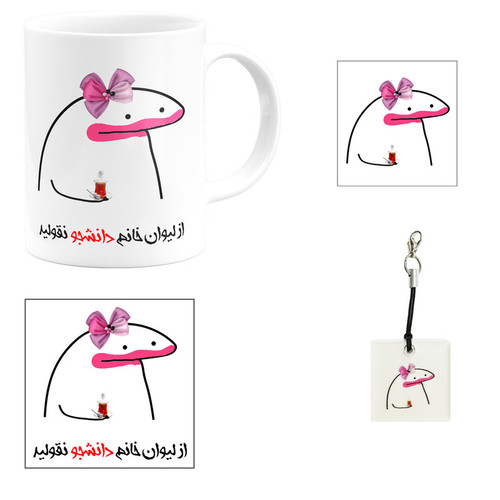 ست هدیه ماگ مدل لیوان شخصی خانم دانشجو کد B1 مجموعه 4 عددی