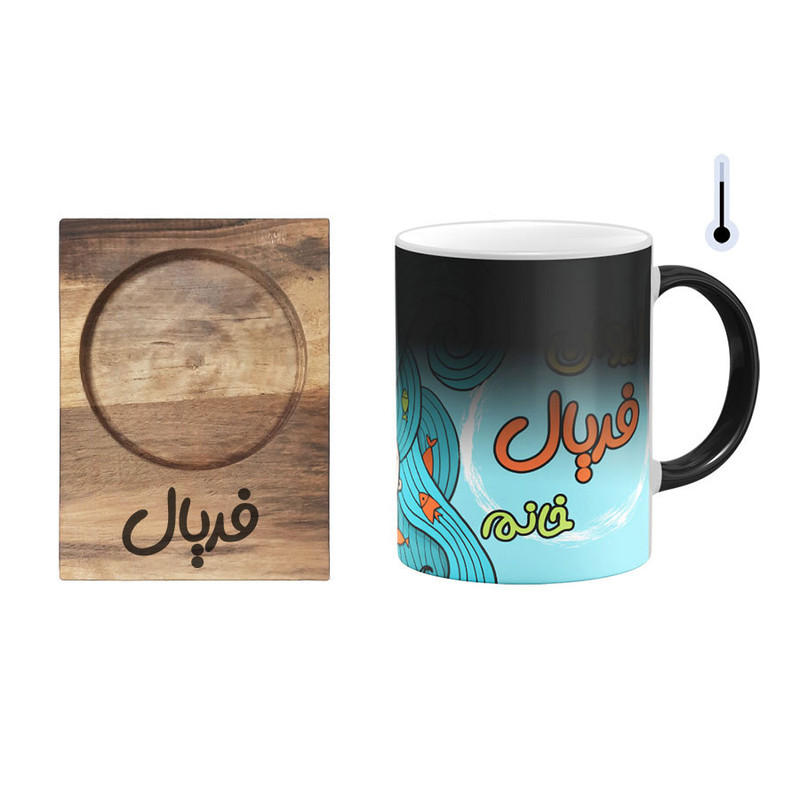 ماگ حرارتی گالری وبفر طرح پری دریایی مدل فریال به همراه زیرلیوانی