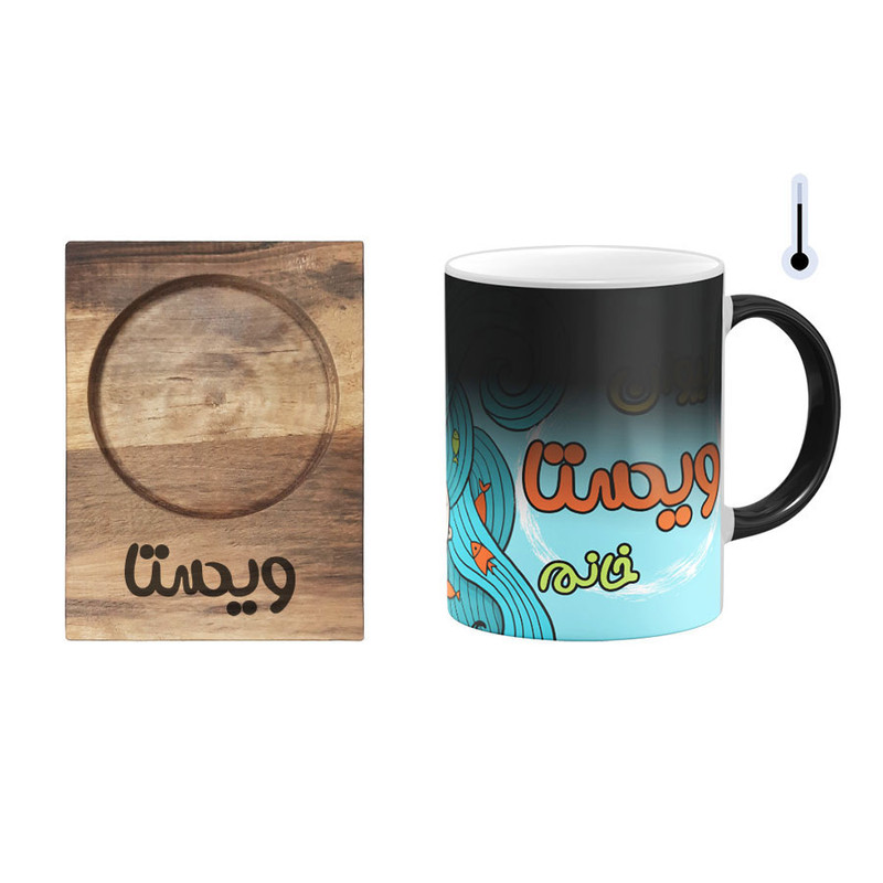 ماگ حرارتی گالری وبفر طرح پری دریایی مدل ویستا به همراه زیرلیوانی