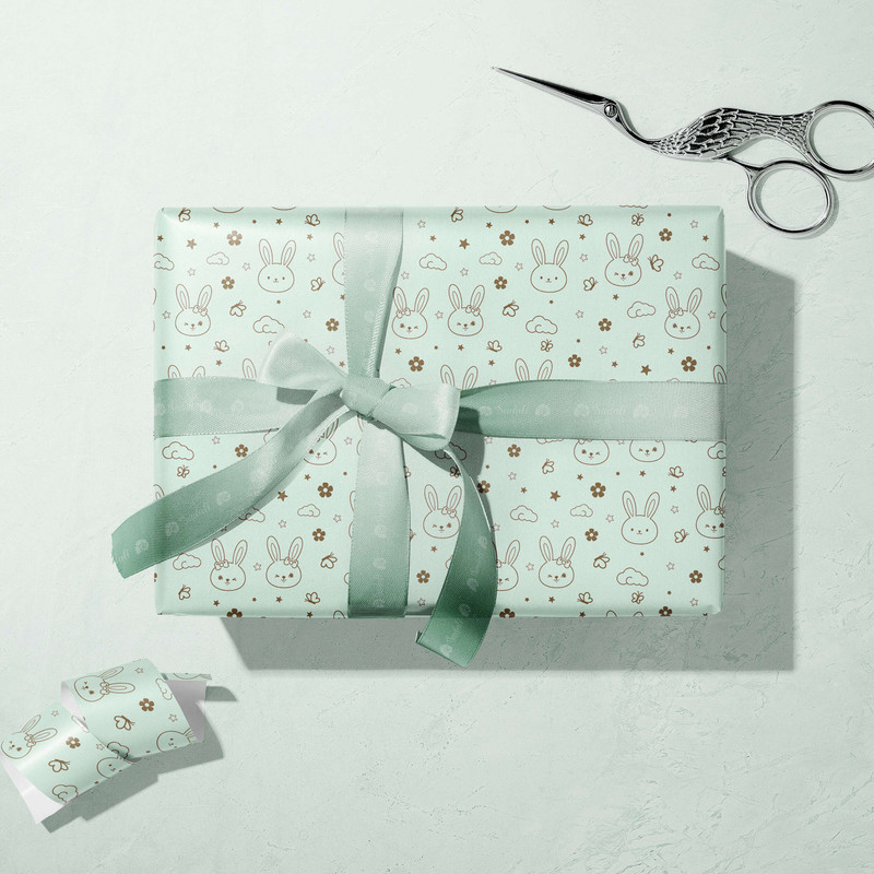 کاغذ کادو صدفی طرح خرگوش سایز 50*70 سانتی متر بسته 5 عددی