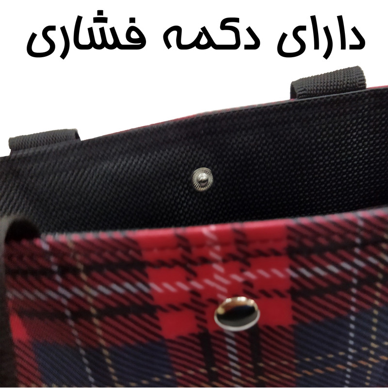 ساک دستی مدل دکمهای طرح چهارخانه