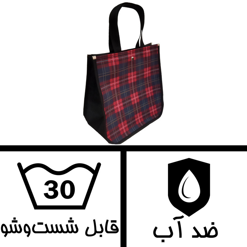 ساک دستی مدل دکمهای طرح چهارخانه