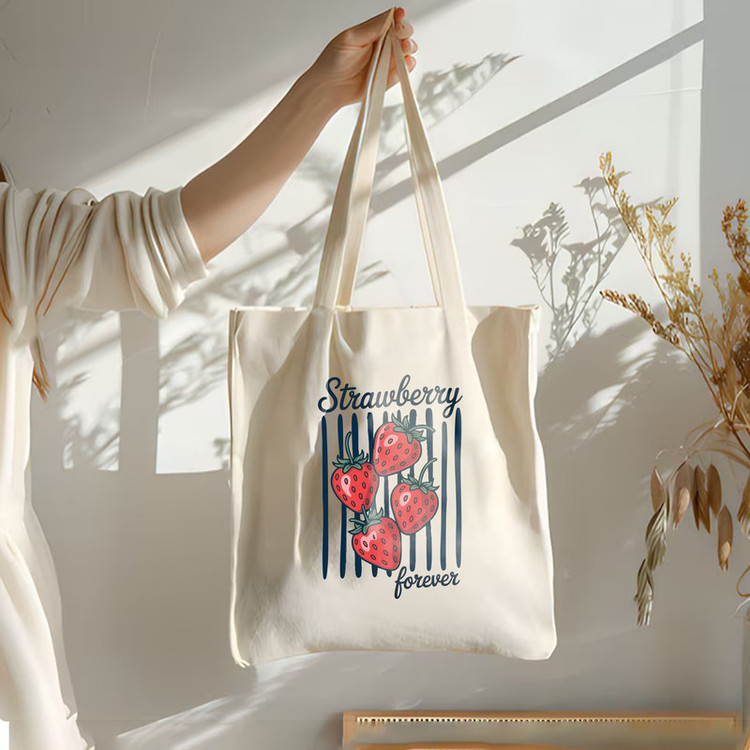 ساک خرید پارچه ای آس استایل من طرح توت فرنگی کد ART1296