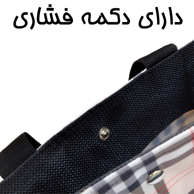 ساک دستی مدل دکمهای طرح چهارخانه