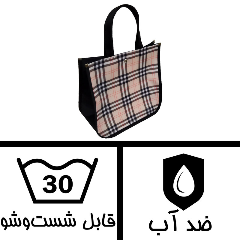 ساک دستی مدل دکمهای طرح چهارخانه