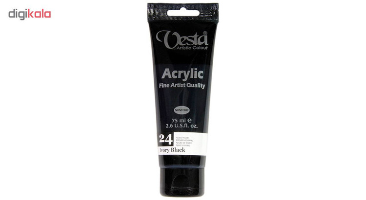 رنگ اکریلیک وستا مدل 24 Ivory Black حجم 75 میلی لیتر