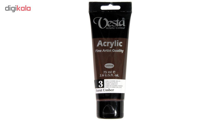 رنگ اکریلیک وستا مدل 03 Burnt Umber حجم 75 میلی لیتر