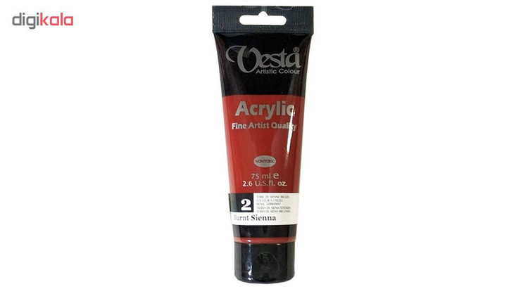 رنگ اکریلیک وستا مدل 02 Burnt Sienna حجم 75 میلی لیتر