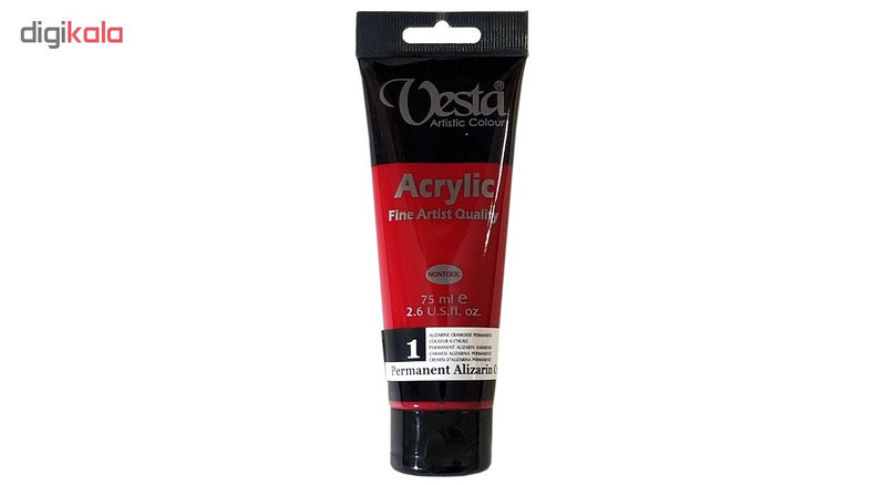 رنگ اکریلیک وستا مدل 01 Permanent Alizarin Crimson حجم 75 میلی لیتر
