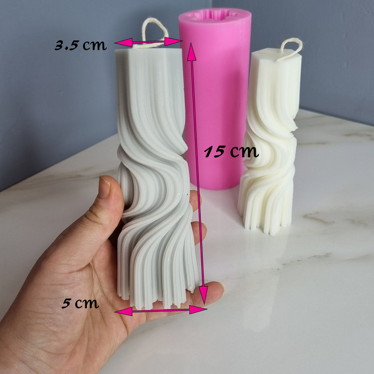 قالب شمع مدل استوانه پیچ طرح موج کد C 15CM