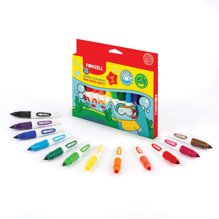 ماژیک رنگ آمیزی فونزل مدل Super Washable بسته 12 عددی