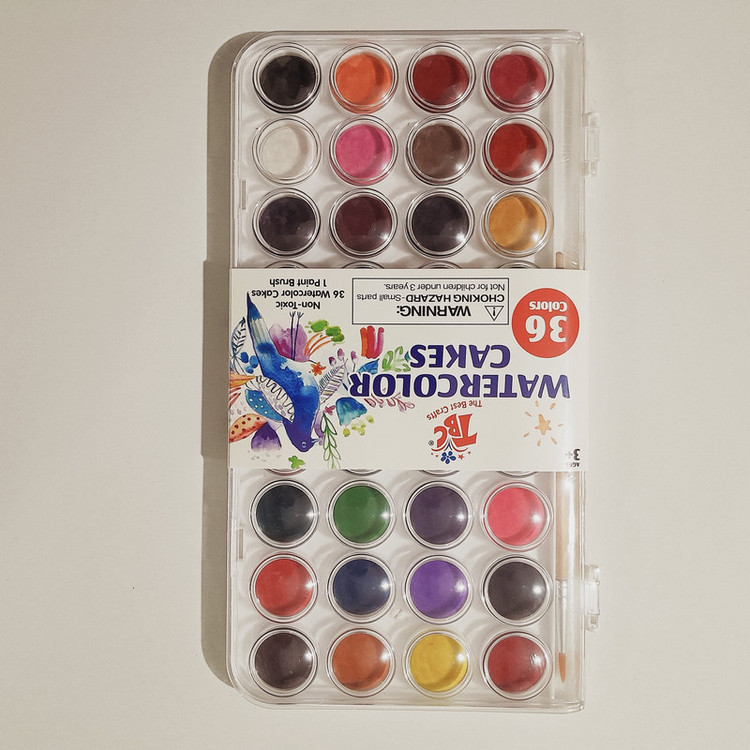 آبرنگ 36 رنگ مدل WATERCOLOR CAKES به همراه استیک نوت