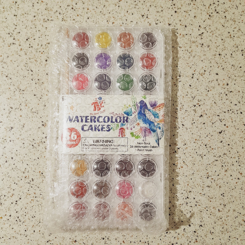 آبرنگ 36 رنگ مدل WATERCOLOR CAKES به همراه استیک نوت