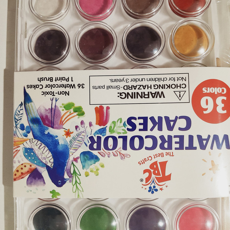 آبرنگ 36 رنگ مدل WATERCOLOR CAKES به همراه استیک نوت