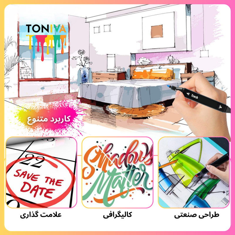 ماژیک راندو تونیوا مدل Touch 36 به همراه محلول احیای ماژیک مجموعه ۳۶ عددی