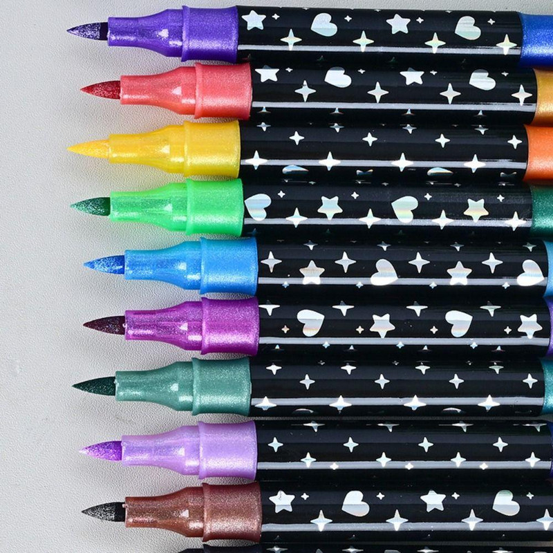 ماژیک چند منظوره براشینگ مدل glitter color اکلیلی طرح گربه فضانورد بسته 24 عددی