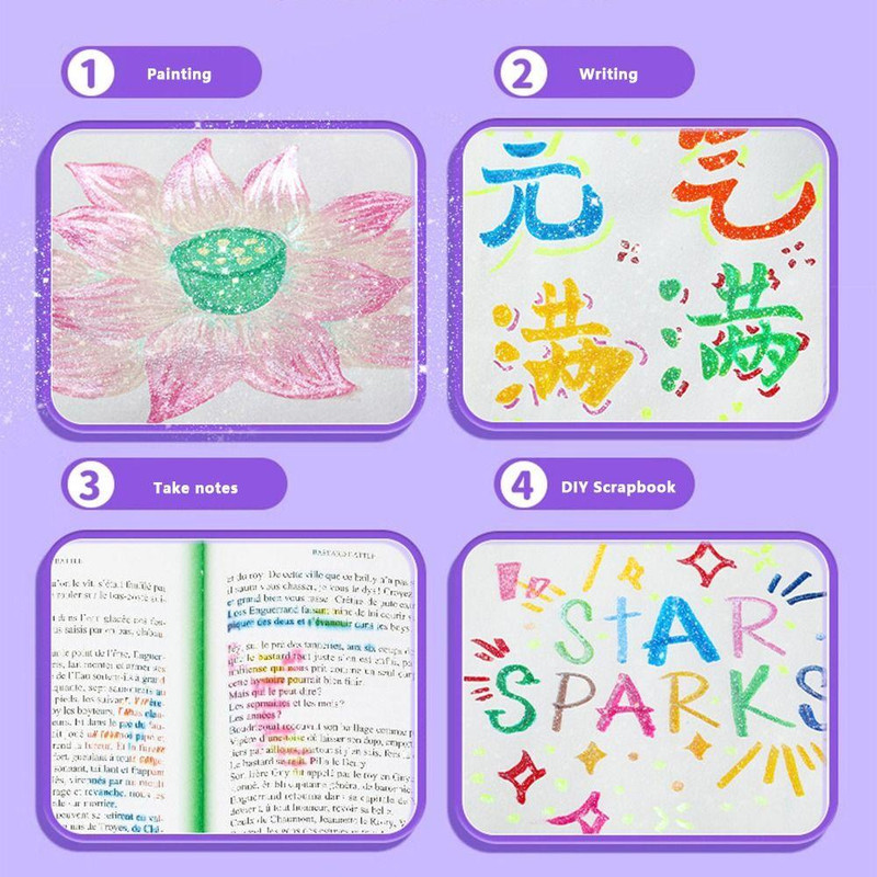 ماژیک چند منظوره براشینگ مدل glitter color اکلیلی طرح گربه فضانورد بسته 24 عددی
