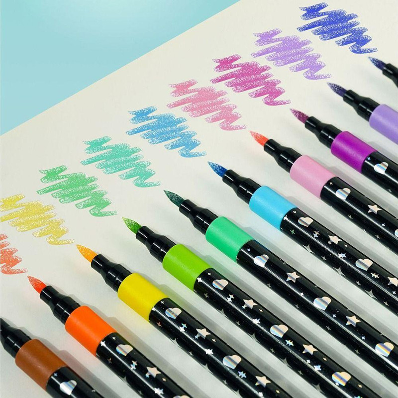 ماژیک چند منظوره براشینگ مدل glitter color اکلیلی طرح گربه فضانورد بسته 24 عددی