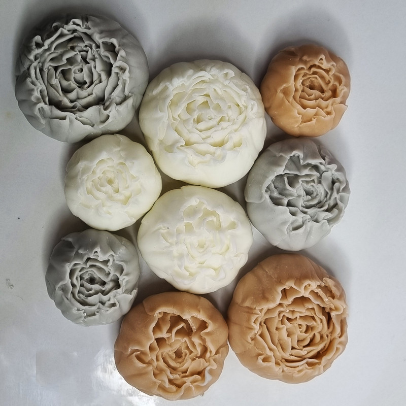 قالب شمع مدل گل رز پیونی مجموعه سه عددی