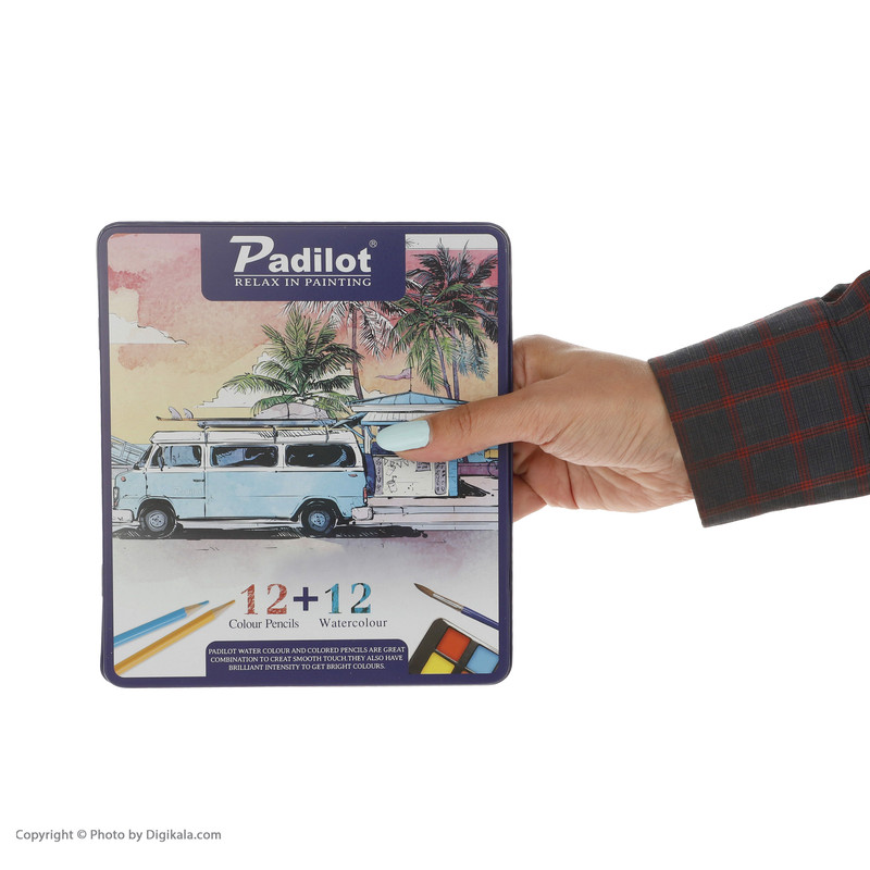 مداد رنگی 12 رنگ +12 رنگ آبرنگ پادیلوت طرح ماشین مدل A-710212-2