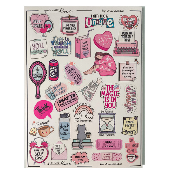 برچسب مدل بولت ژورنال و اسکرب بوک طرح self love کد 1