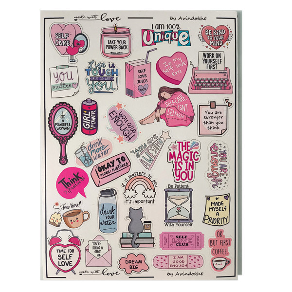 برچسب مدل بولت ژورنال و اسکرب بوک طرح self love کد 1