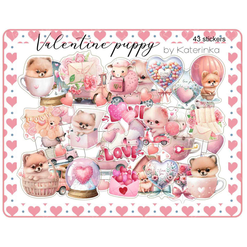 برچسب کاترینکا طرح برش خورده بولت ژورنال و اسکرپ بوک مدل Puppy بسته 43 عددی