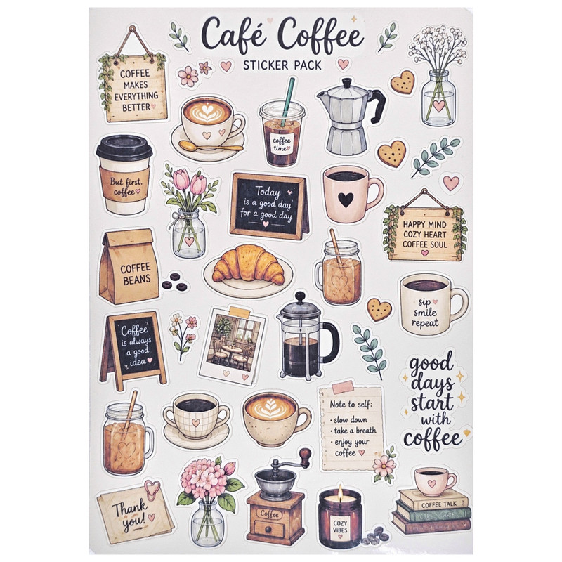 برچسب طرح برش خورده بولت ژورنال مدل Cafe A5