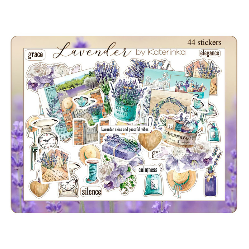 برچسب کاترینکا طرح برش خورده بولت ژورنال و اسکرپ بوک مدل Lavender بسته 44 عددی