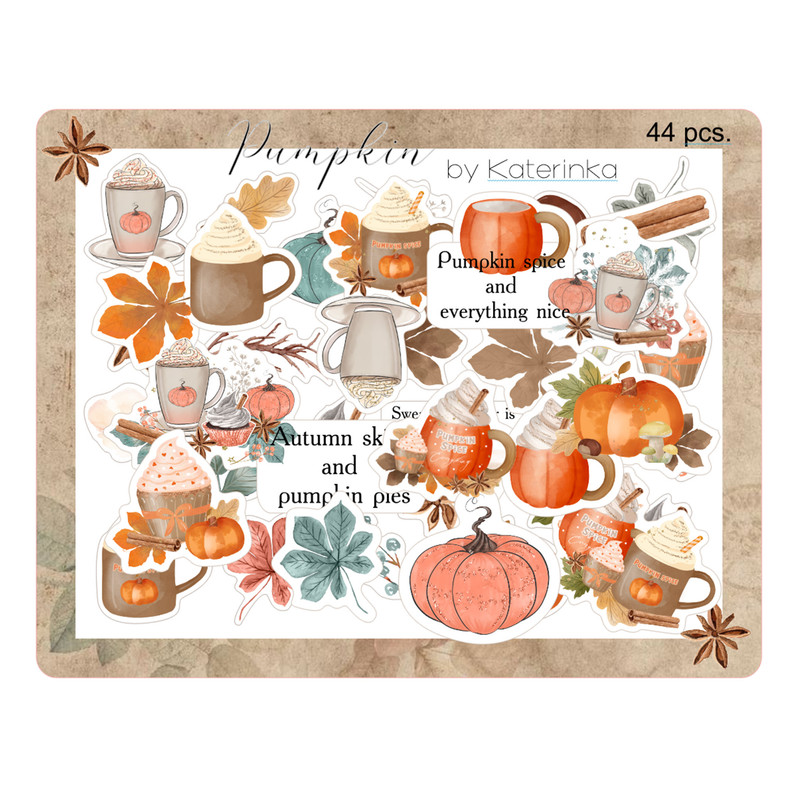 برچسب کاترینکا طرح برش خورده بولت ژورنال و اسکرپ بوک مدل Pumpkin بسته 44 عددی