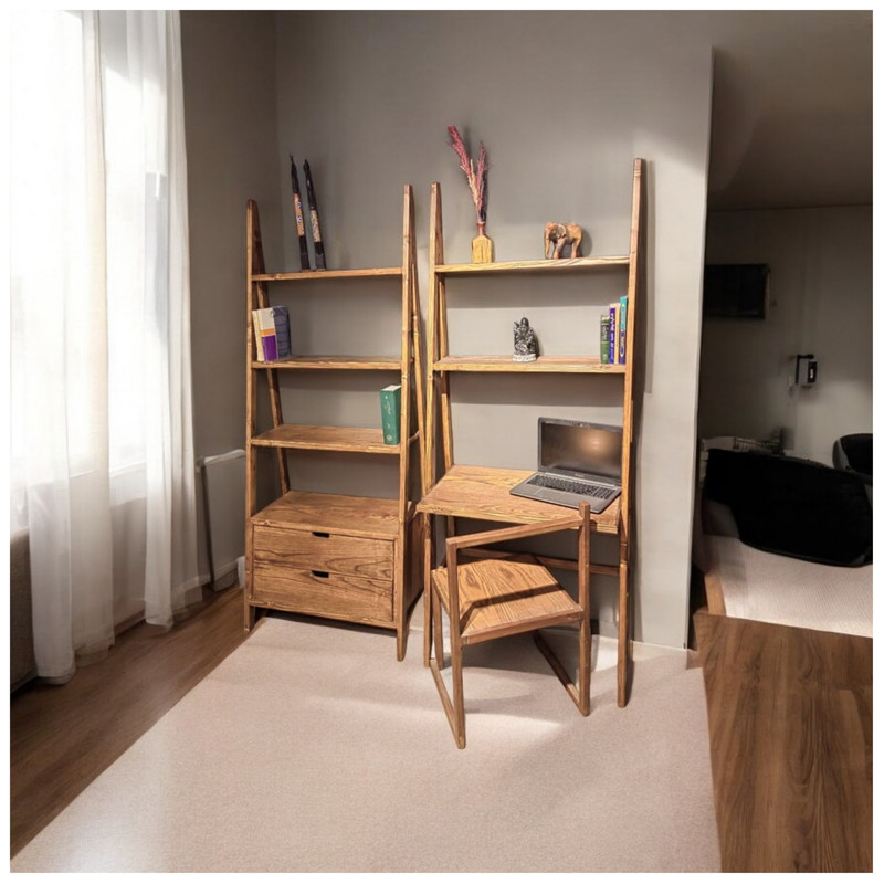 میز تحریر مدل S2 با کتابخانه مجموعه دو عددی
