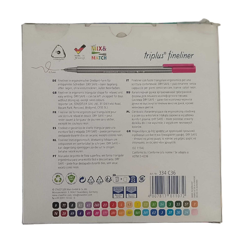 روان نویس استدلر مدل Triplus fineliner بسته 36 عددی