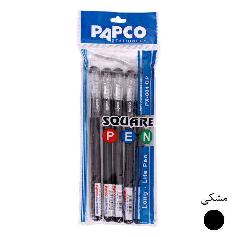 خودکار پاپکو مدل اسکوئر کد PX-004BP بسته 5 عددی