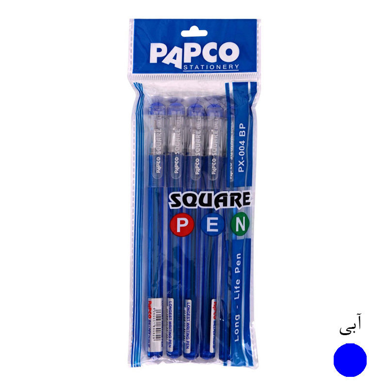 خودکار پاپکو مدل اسکوئر کد PX-004BP بسته 5 عددی