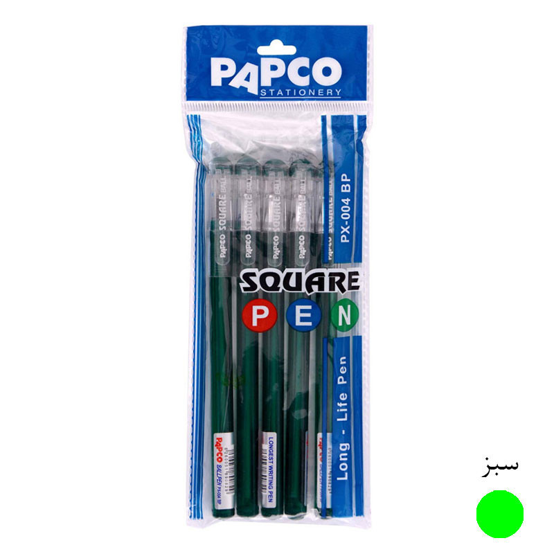 خودکار پاپکو مدل اسکوئر کد PX-004BP بسته 5 عددی