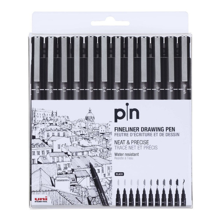 راپید یونی بال مدل uniball fineliner raphid مجموعه 11 عددی