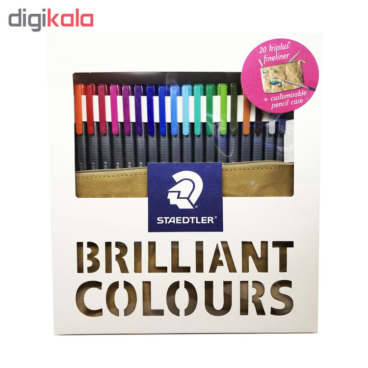 روان نویس ۲۰ رنگ استدلر مدل Triplus fineliner Brilliant Colours New به همراه کیف جا خودکاری