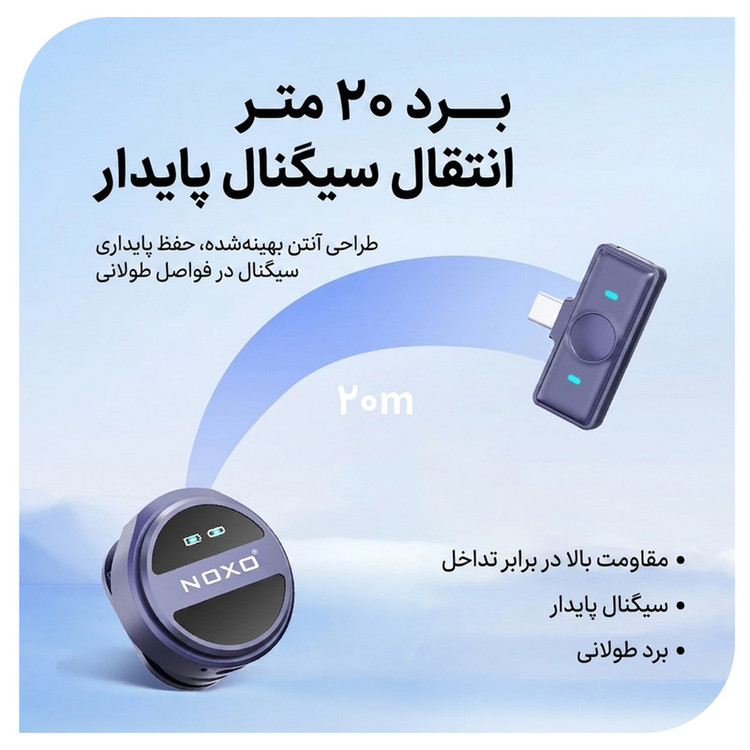 میکروفن بی سیم یقه ای نوکسو مدل MC‑N2 با درگاه اتصال USB‑C