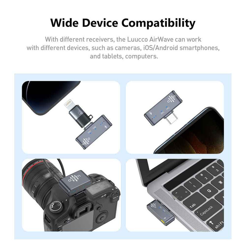 میکروفون یقه ای لوکو مدل AirWave Pro Combo با درگاه اتصال تایپ سی و جک 3.5 میلی متری