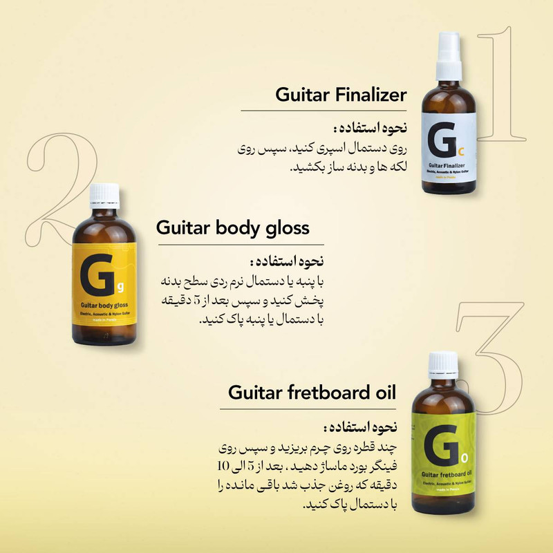 روغن و پولیش موردنت مدل مراقبت و پاک سازی ساز گیتار مجموعه 3 عدی
