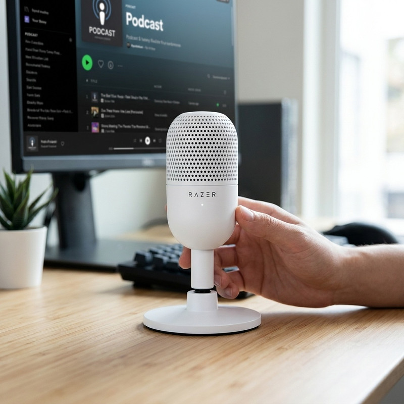 میکروفن رومیزی ریزر مدل Seiren V3 Mini White USB