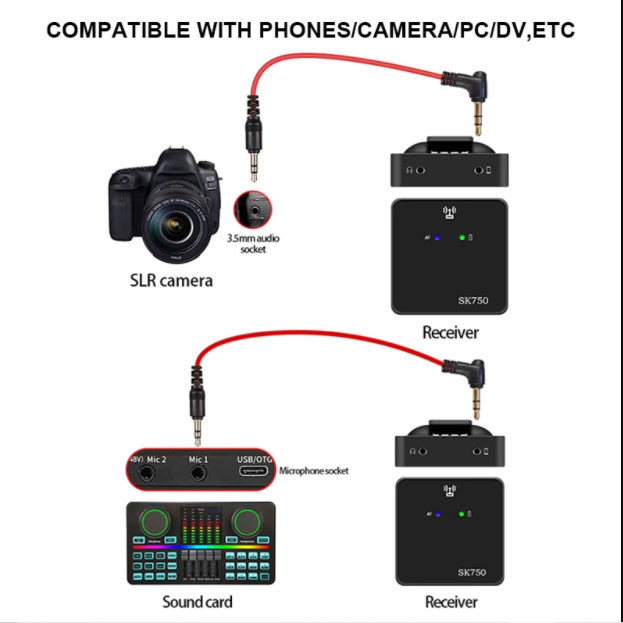 میکروفن بی سیم مدل SK750 new بسته 2 عددی