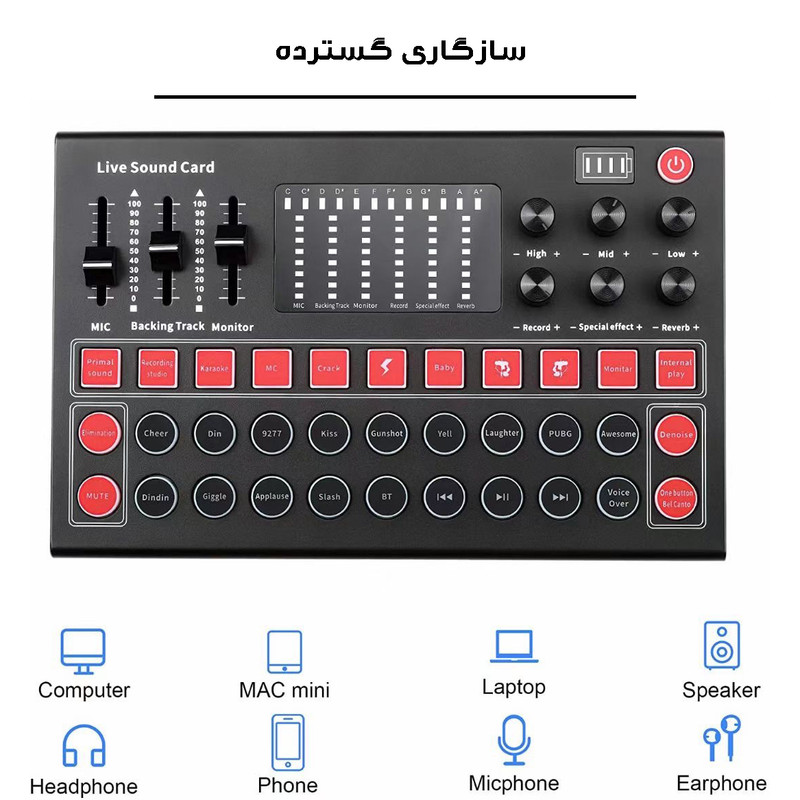 میکروفون استودیویی مدل BM800 کد M9 به همراه کارت صدا