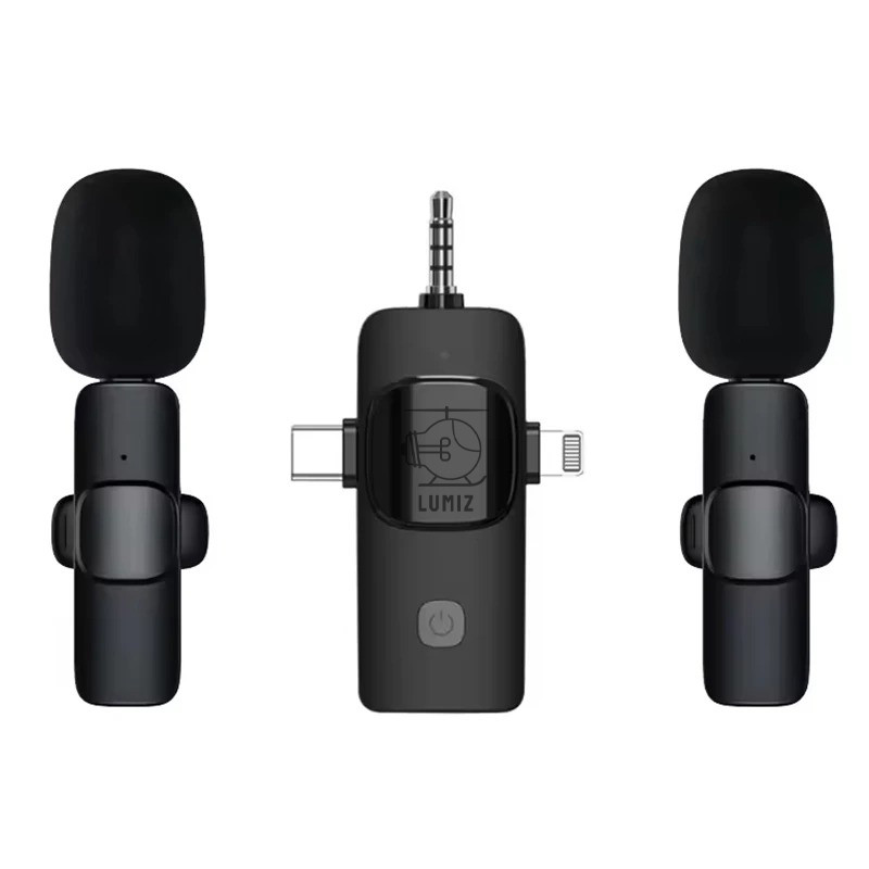 میکروفون بی سیم یقه ای لومیز مدل 2mic-3way با درگاه اتصال اتصال تایپ سی و لایتنینگ