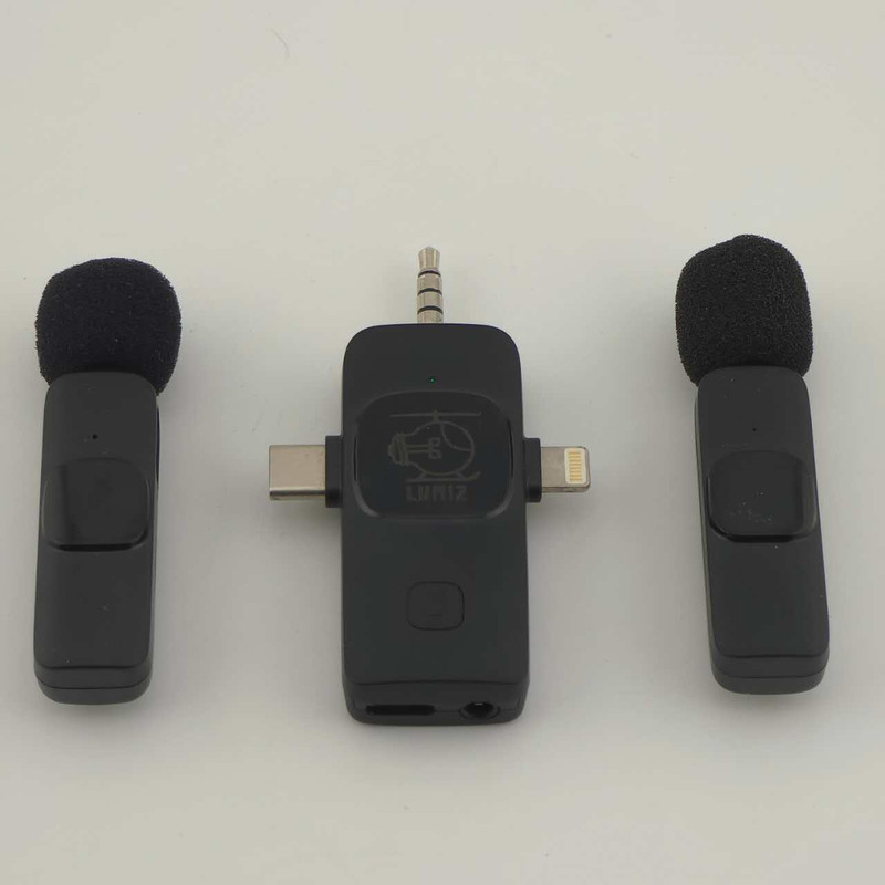 میکروفون بی سیم یقه ای لومیز مدل 2mic-3way با درگاه اتصال اتصال تایپ سی و لایتنینگ