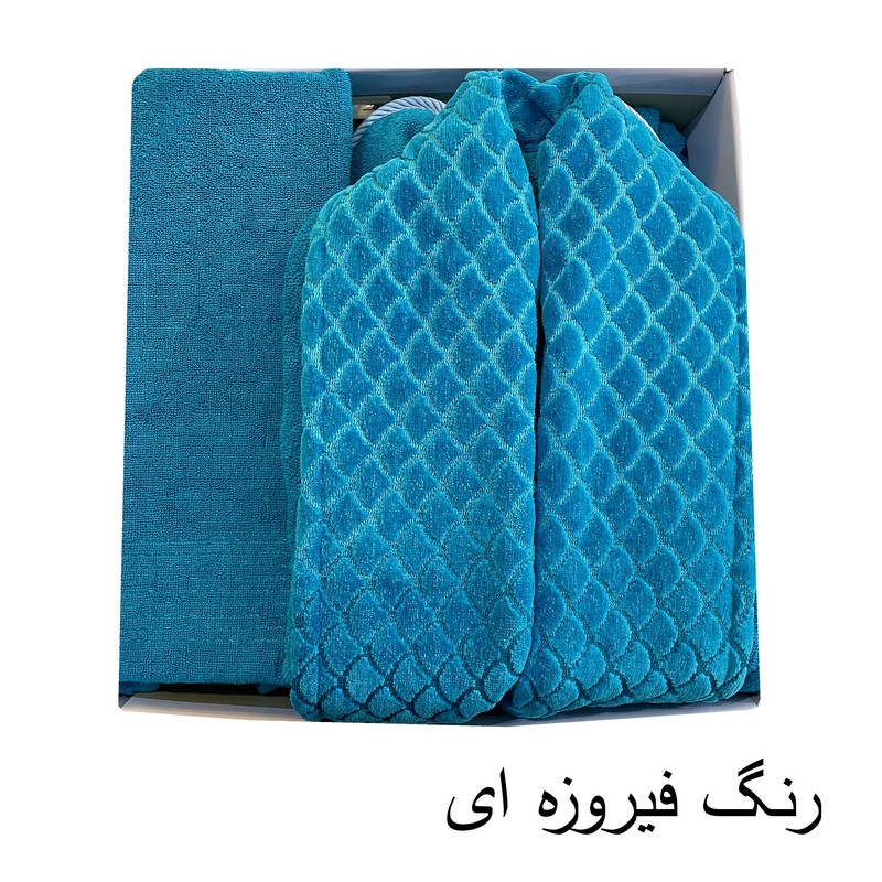 سرویس حوله پالتویی ۳ تکه هنرمند مدل پولکی سایز ۱۲۵