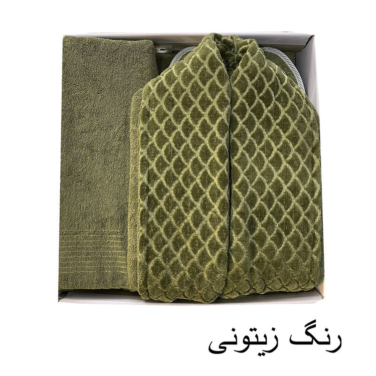 سرویس حوله پالتویی ۳ تکه هنرمند مدل پولکی سایز ۱۲۵