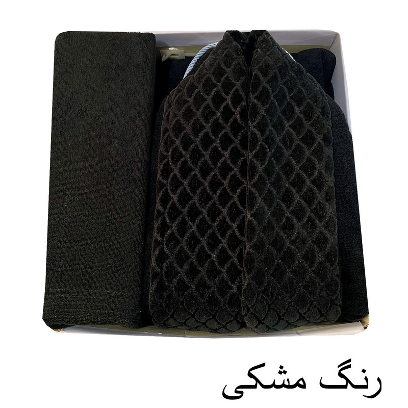 سرویس حوله پالتویی ۳ تکه هنرمند مدل پولکی سایز ۱۲۵